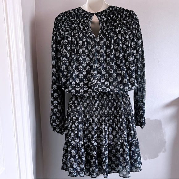 Michael Michael Kors Floral Long Sleeve Mini Dress in Blue • M - Picture 4 of 9